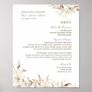 Silver Gold White Floral Quinceanera Geburtstag Me Poster