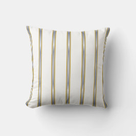 Silver Gold White Stripes Lumbar und Throw Pillows Kissen