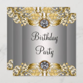 Silver Gold Womans Geburtstagsparty Einladung (Vorne/Hinten)