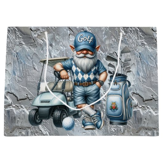 Silver Golf Elf Große Geschenktüte (Vorderseite)