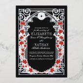 Silver Gothic Autumn Cathedral Frame Wedding  Folieneinladung (Vorderseite)