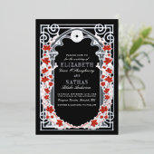 Silver Gothic Autumn Cathedral Frame Wedding  Folieneinladung (Stehend vorne)