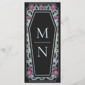 Silver Gothic Coffin Rose Black Wedding Menu Menükarte (Rückseite)