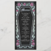 Silver Gothic Coffin Rose Black Wedding Menu Menükarte (Vorderseite)