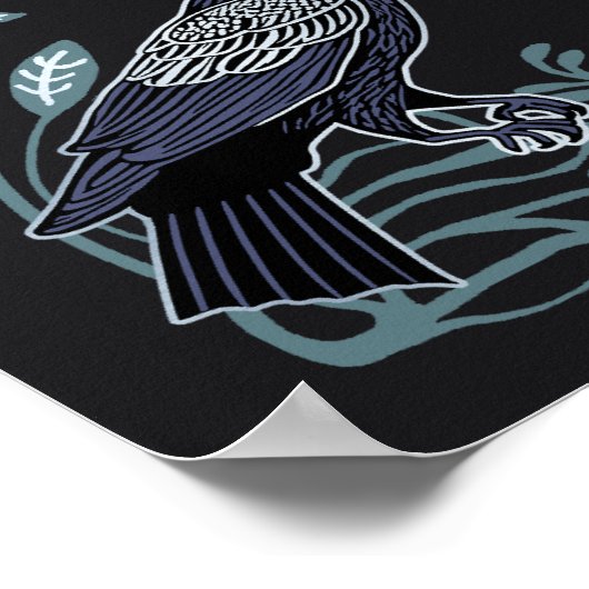 Silver Gothic Raven Wedding Seating Chart Poster (Ecke)