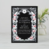 Silver Gothic Roses Cathedral Frame Wedding  Folieneinladung (Stehend vorne)