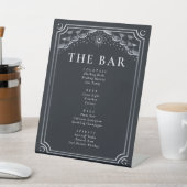 Silver Gothic Tarot Card Wedding Bar Menu Sockelschild (In SItu)