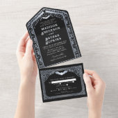 Silver Gothic Vampire Cathedral Wedding All In One Einladung (Abreißtisch)
