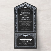 Silver Gothic Vampire Cathedral Wedding All In One Einladung (Innen)