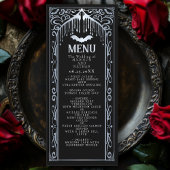 Silver Gothic Vampire Cathedral Wedding Menu Menükarte