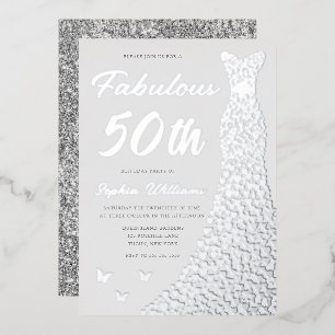 Silver Gown, fabelhafte 50. Geburtstagsparty Folieneinladung