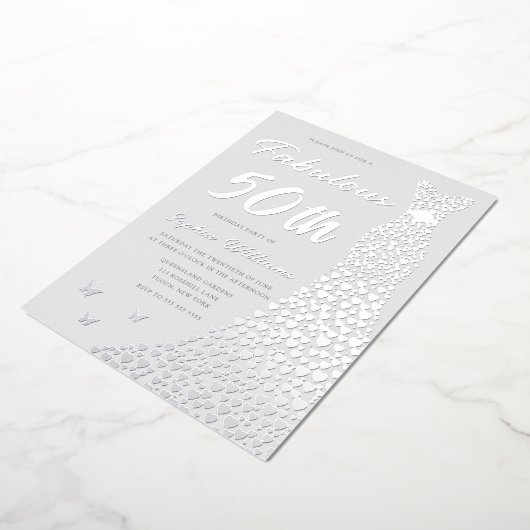 Silver Gown, Fabulous 50th Birthday Party Folieneinladung (Gedreht)