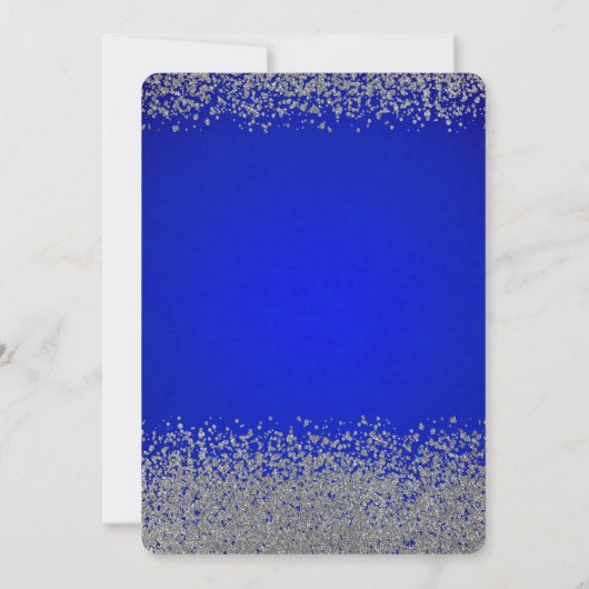 Silver Grad Cap,Diamonds Blue Graduation Party Einladung (Rückseite)