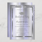 Silver Grad Cap Diamonds Violet Einladung (Vorne/Hinten)