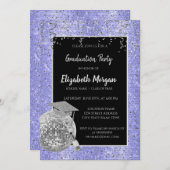 Silver Grad Cap, Disco Ball, Violettsequenzen Einladung (Vorne/Hinten)