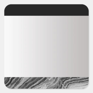Silver Grade Blank Template, Blk & B/W Granit Quadratischer Aufkleber