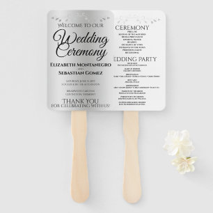 Silver Gradient & Blüh Elegantes Hochzeitsprogramm Fächer