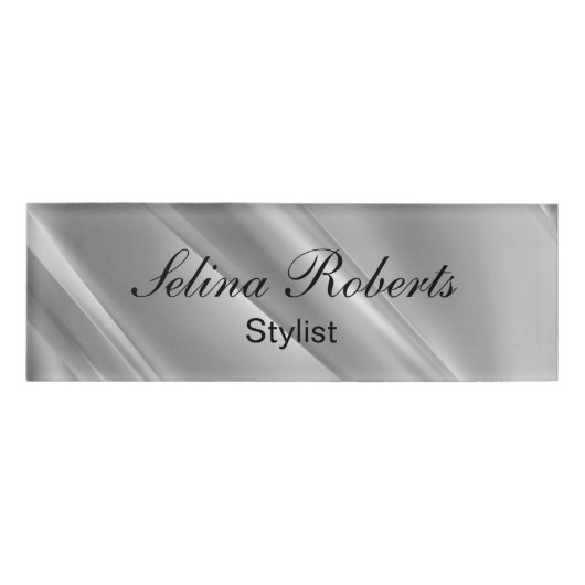 Silver-Gradient-Diagonallinien Namenschild (Vorderseite)