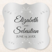 Silver Gradient Elegante Vintage Hochzeit Blühend Untersetzer (Vorderseite)