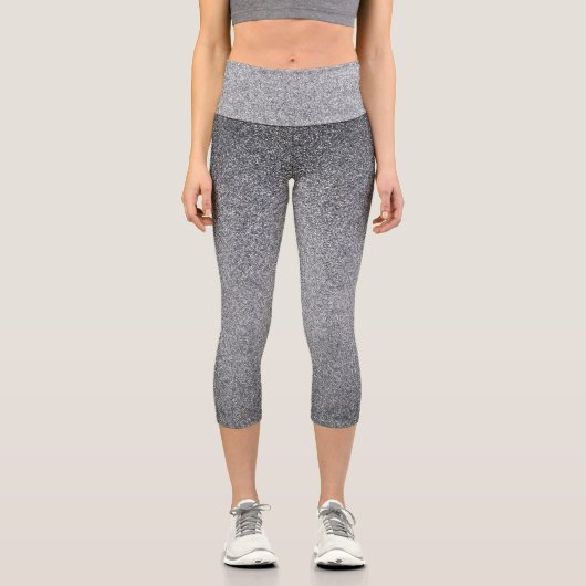 Silver Gradient Glitzer Capri Leggings (Vorderseite)