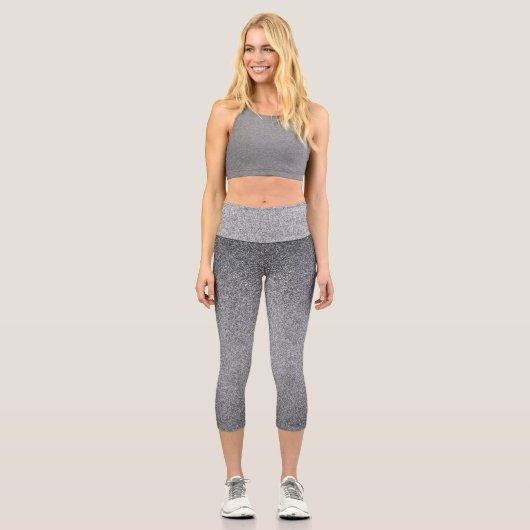 Silver Gradient Glitzer Capri Leggings (Vorderseite)