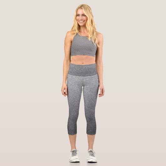 Silver Gradient Glitzer Capri Leggings (Vorderseite)