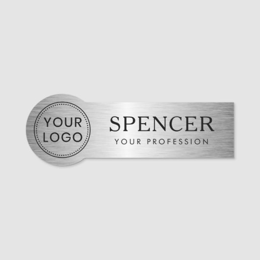 Silver Gradient hinzufügen Logomitarbeiter Namensschild (Vorderseite)