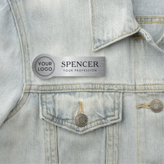 Silver Gradient hinzufügen Logomitarbeiter Namensschild (Beispiel)