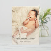 Silver Gradient New Baby Foto Geburtserklärung Ankündigung (Stehend Vorderseite)