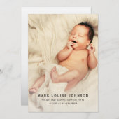 Silver Gradient New Baby Foto Geburtserklärung Ankündigung (Vorne/Hinten)