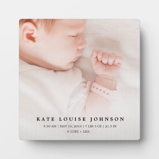 Silver Gradient New Babyfoto & Birth Record Fotoplatte (Vorderseite)