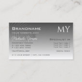 Silver Gradient Palm Leaf mit Monogramm Visitenkarte (Rückseite)