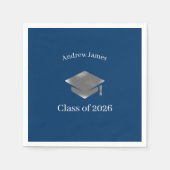  Silver Graduation Cap -Class of 2026= no2 Serviette (Vorderseite)