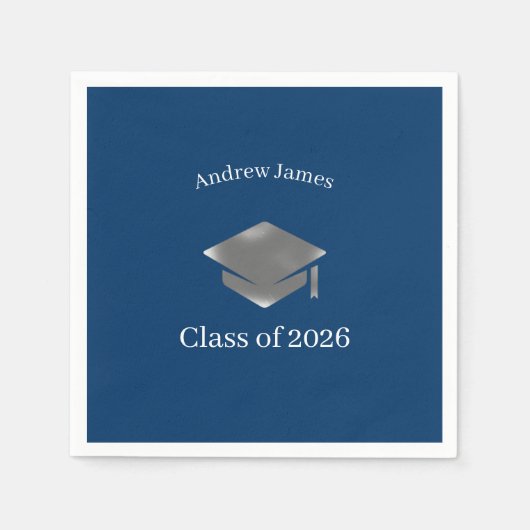  Silver Graduation Cap -Class of 2026= no2 Serviette (Vorderseite)