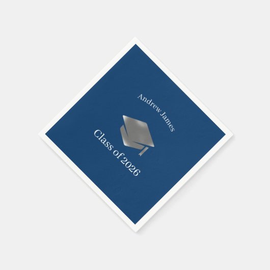  Silver Graduation Cap -Class of 2026= no2 Serviette (Ecke)