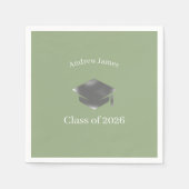  Silver Graduation Cap -Class of 2026= no3 Serviette (Vorderseite)
