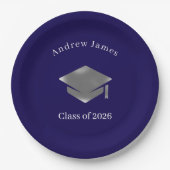  Silver Graduation Cap -Class of 2026 Pappteller (Vorderseite)