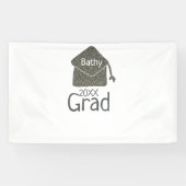 Silver Graduation Cap Glitzer hinzufügen Name grad Banner (Horizontal)