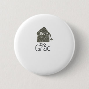 Silver Graduation Cap Glitzer hinzufügen Name grad Button