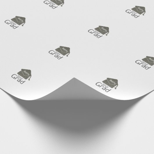 Silver Graduation Cap Glitzer hinzufügen Name grad Geschenkpapier (Ecke)