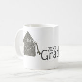 Silver Graduation Cap Glitzer hinzufügen Name grad Kaffeetasse (Vorderseite Links)