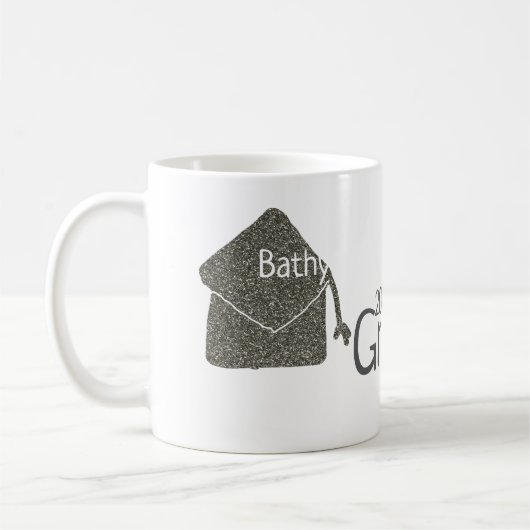 Silver Graduation Cap Glitzer hinzufügen Name grad Kaffeetasse (Links)