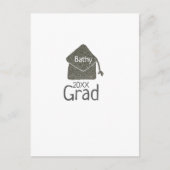 Silver Graduation Cap Glitzer hinzufügen Name grad Postkarte (Vorderseite)