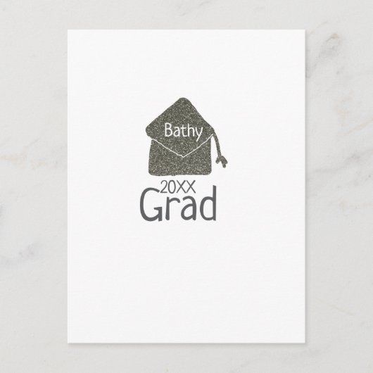 Silver Graduation Cap Glitzer hinzufügen Name grad Postkarte (Vorderseite)