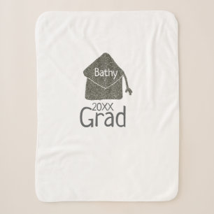 Silver Graduation Cap Glitzer hinzufügen Name grad Sherpadecke