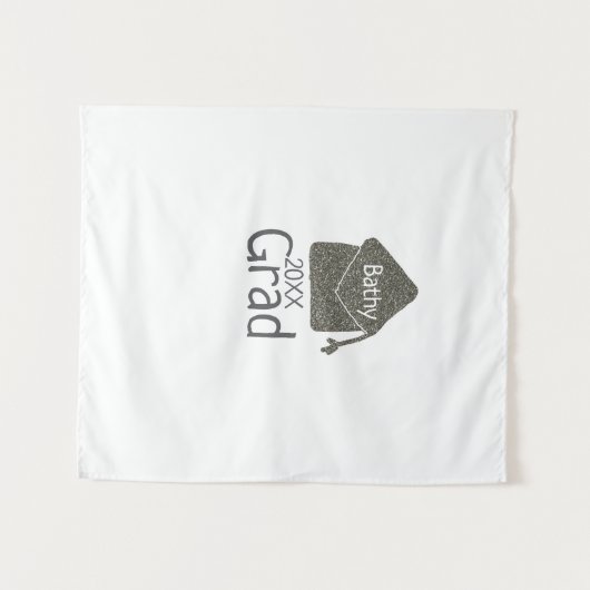 Silver Graduation Cap Glitzer hinzufügen Name grad Wandteppich (Vorderseite (Horizontal))