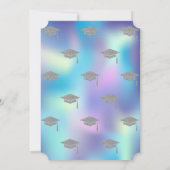 Silver Graduation Cap Holographic Abschluss Einladung (Rückseite)