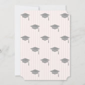 Silver Graduation Cap Striping Abschluss Einladung (Rückseite)