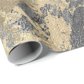 Silver Graphite Gold Marmor Shiny Metallic Strokes Geschenkpapier (Rolleneckpunkt)