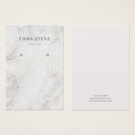 Silver Grau & Dusty Pink Palm Earring Display Card (Vorne & Hinten)